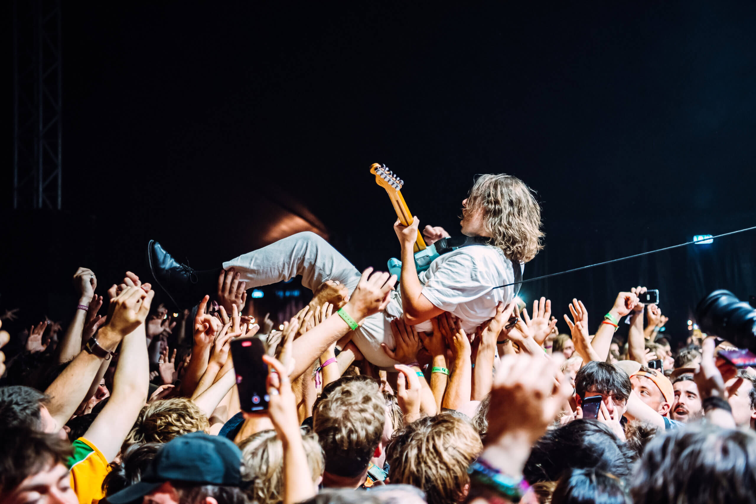 Guitarist from Idles crowd surfing